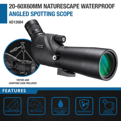 BARSKA | 20-60x60mm Naturescape Waterproof Angled Spotting Scope | AD12684