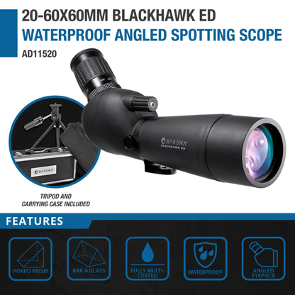 BARSKA | 20-60x60mm Blackhawk ED Waterproof Angled Spotting Scope | AD11520