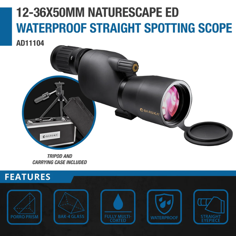 BARSKA | 12-36x50mm Naturescape ED Waterproof Straight Spotting Scope | AD11104