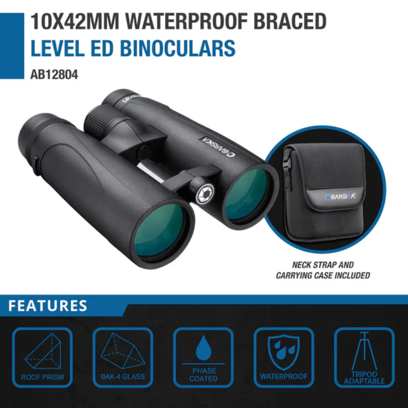 BARSKA | 10x42mm Level ED Waterproof Open Bridge Binoculars | AB12804