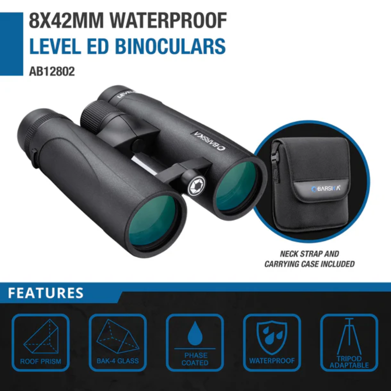 BARSKA | 8x42mm Level ED Waterproof Open Bridge Binoculars | AB12802