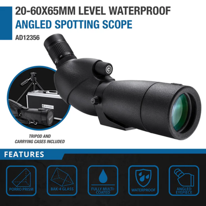 BARSKA | 20-60x65mm Level Waterproof Angled Spotting Scope | AD12356