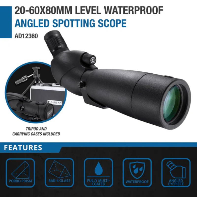 BARSKA | 20-60x80mm Level Waterproof Angled Spotting Scope | AD12360