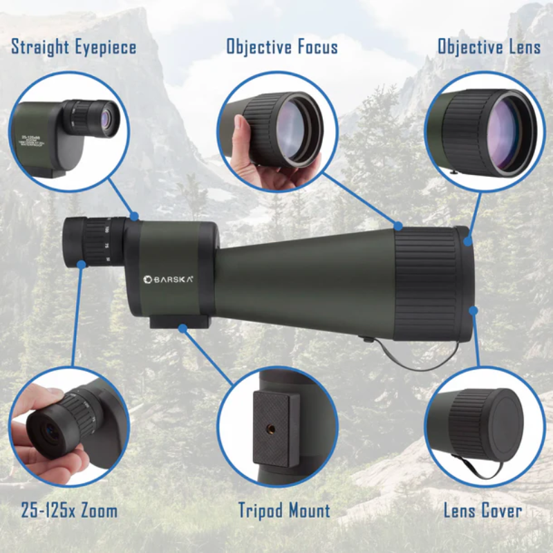 BARSKA |  25-125x88mm Benchmark Waterproof Straight Spotting Scope | AD11182