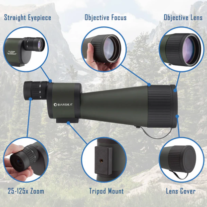 BARSKA |  25-125x88mm Benchmark Waterproof Straight Spotting Scope | AD11182